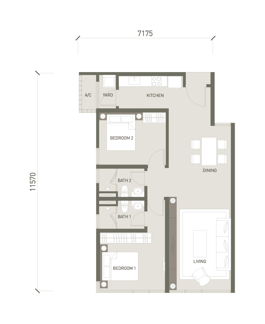 2 bedroom 877 sq ft 81.5 sq m