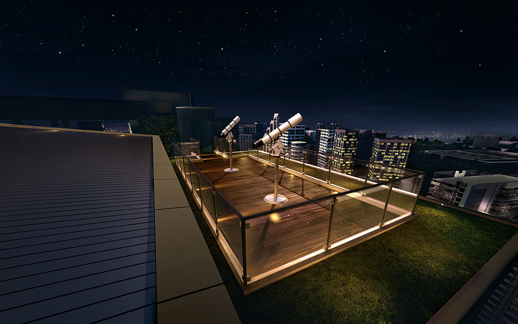 Discover the wonders of the galaxy with your loved ones at the rooftop observation deck